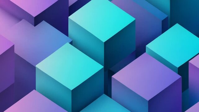 Abstract 3D Cubes: A Symphony of Teal and Purple