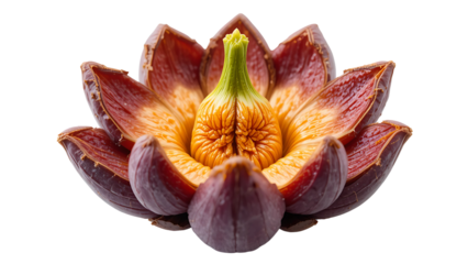 Close up of a fig fruit flower blossom bloom macro photography food photography nature still life detail 100mm on transparent background