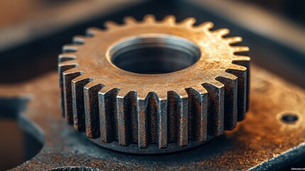 Close-up of a rusty gear