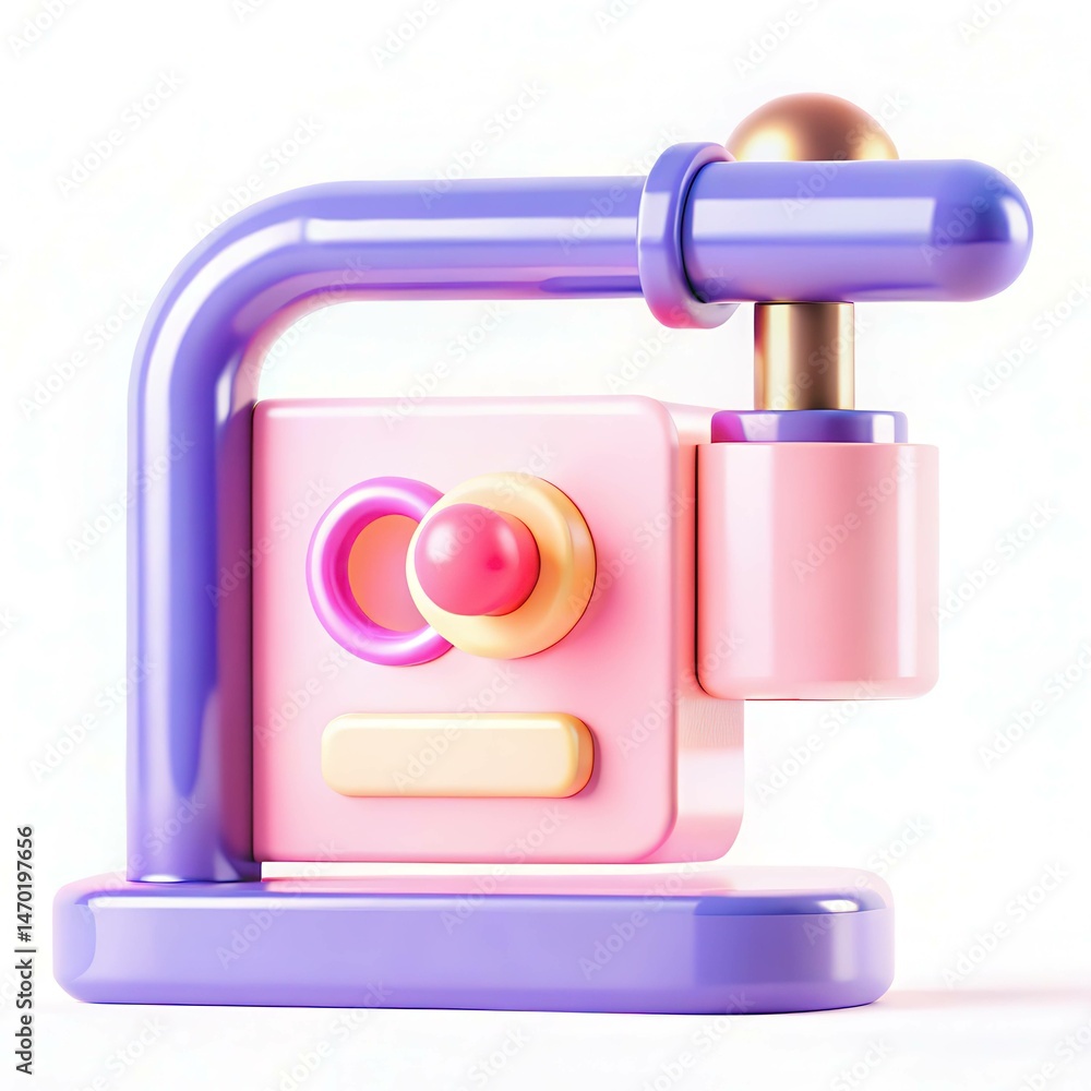 Poster a colorful and playful abstract design featuring a modern sculptural object with round shapes and vi