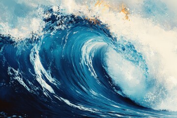 Powerful ocean wave with dramatic details.