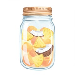 Tropical Fruit Cocktail in a Mason Jar