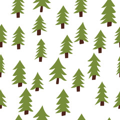 Obraz premium Seamless pattern with hand draw doodle fir trees