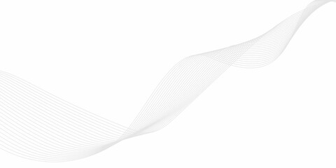  vector illustration of evenly spaced, curved gray lines forming a wave pattern on a white background, with the lines flowing smoothly from left to right and overlapping near the center.