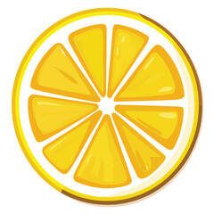 Lemon Slice Illustration Cartoon Style Vector Graphic Bright Yellow Fruit