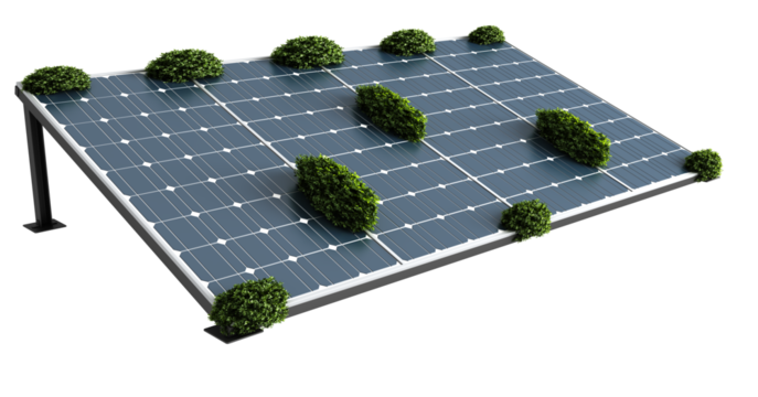 Photovoltaic solar panels isolated. Photovoltaic panels. Solar panel. Close-up of solar cell farm power plant eco technology. Concept of sustainable resources and renewable energy.	
