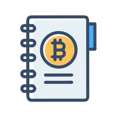 Obraz premium Notebook or Ledger with Bitcoin Symbol Icon – Cryptocurrency and Finance Tracking