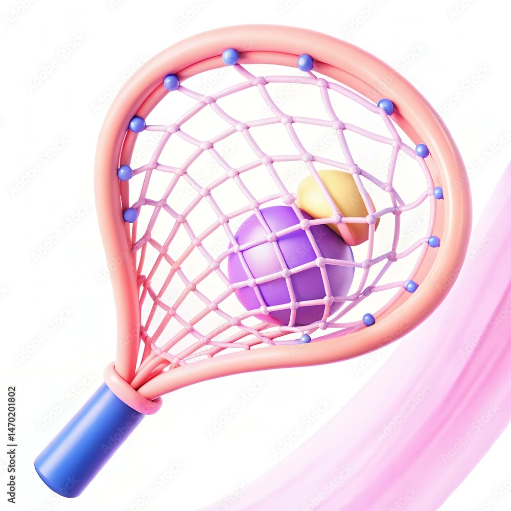 Poster a colorful modern net with abstract shapes inside, showcasing a vibrant design and playful textures.