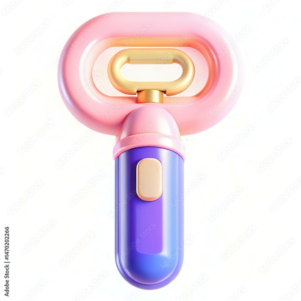 Poster a colorful modern cleaning device featuring a vibrant design and unique shape.