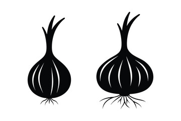 Garlic Silhouette Vector bundle  illustration, Garlic Silhouette 