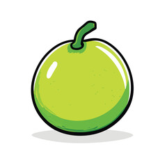 Cartoon Style Illustration Of A Green Apple Fruit Isolated On White Background