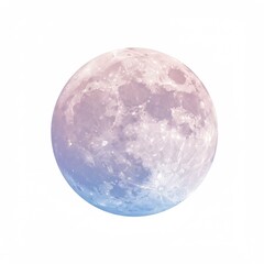 Pastel Pink and Blue Full Moon on White Background