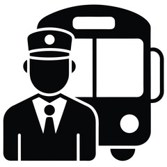 bus driver element isolated route planning app on white background