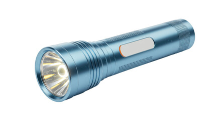 Isolated Blue Flashlight on White Background