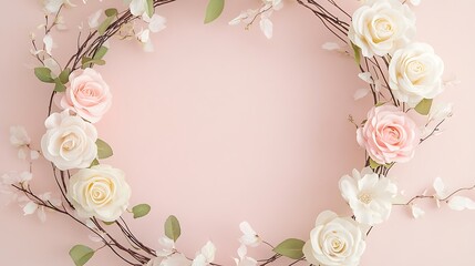 Floral Wreath with Pink Background. (2)
