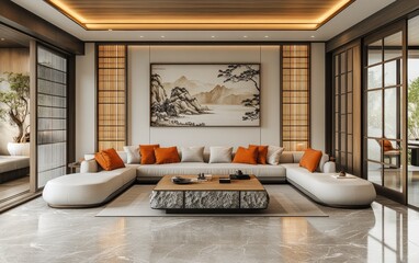 Modern Asian-Inspired Living Room