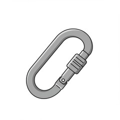 Obraz premium Gray Metal Carabiner Clip on White Background