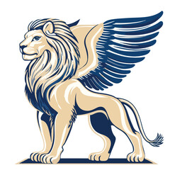 Winged Lion Illustration Mythical Creature Heraldic Symbolism Artwork Ancient Guardian