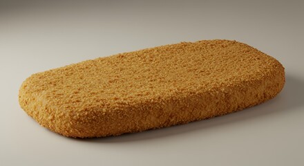 Golden Breaded Cutlet on Grey Surface in Professional Studio Setting With Detailed Bread Crumbs Texture and Uniform Lighting