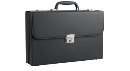 Isolated Black Leather Briefcase