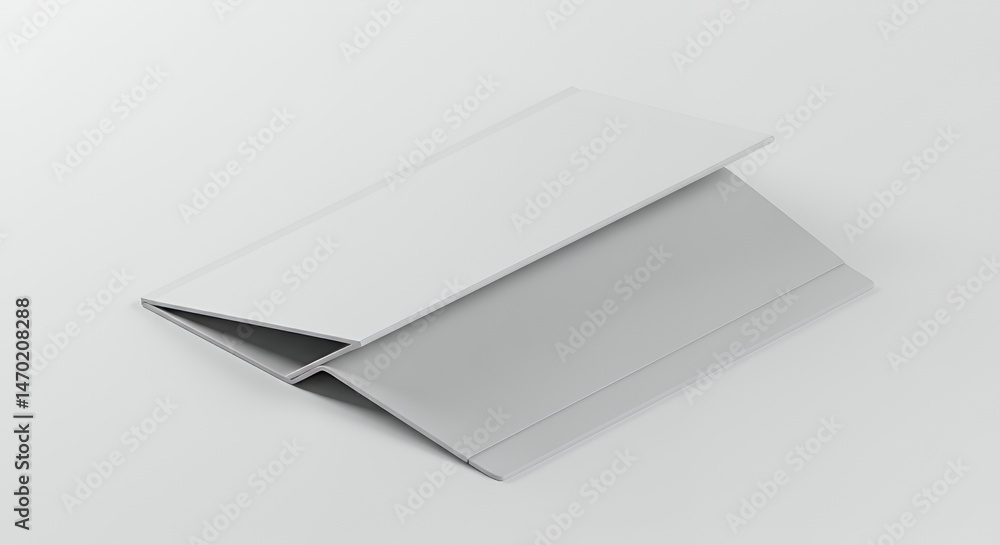Poster isometric 3d rendering of a folded object in shades of white and gray isolated on white background