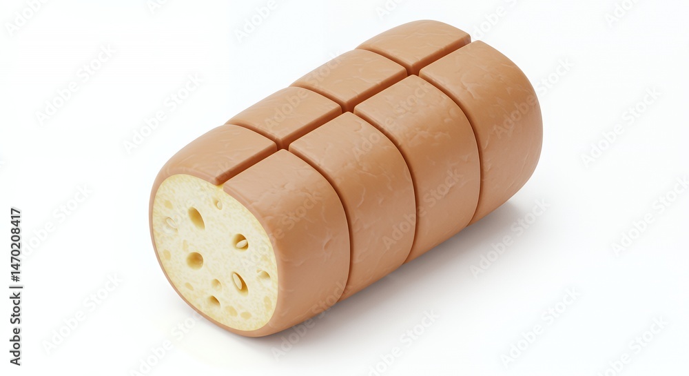 Poster isometric 3d rendering of a sliced concasse isolated on white background