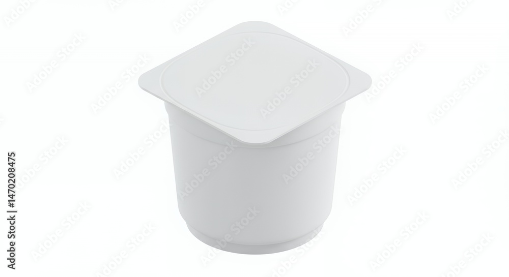 Poster Isometric 3D Rendering of a White Yogurt Container Isolated on White Background For Decoration