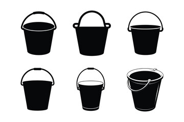 Bucket  Silhouette Vector bundle  illustration, Bucket  Silhouette