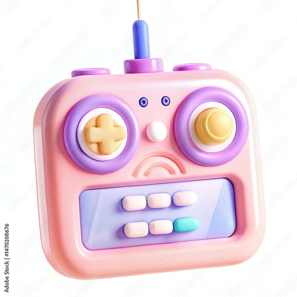 Aufkleber a colorful retro toy remote control with vibrant buttons and a playful design, capturing a whimsical