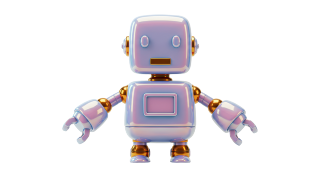 Isolated Adorable 3D Robot Character