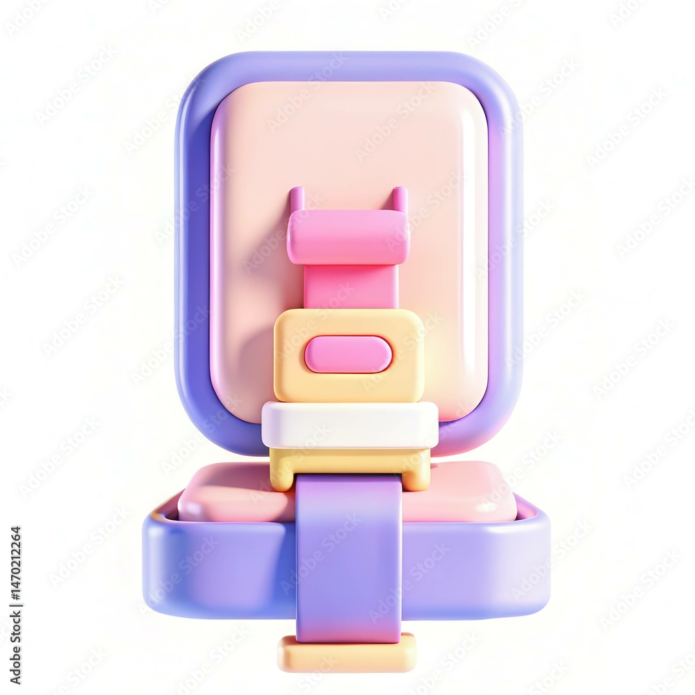 Poster a colorful modern container with multiple sections and a strap, showcasing a sleek design and playfu