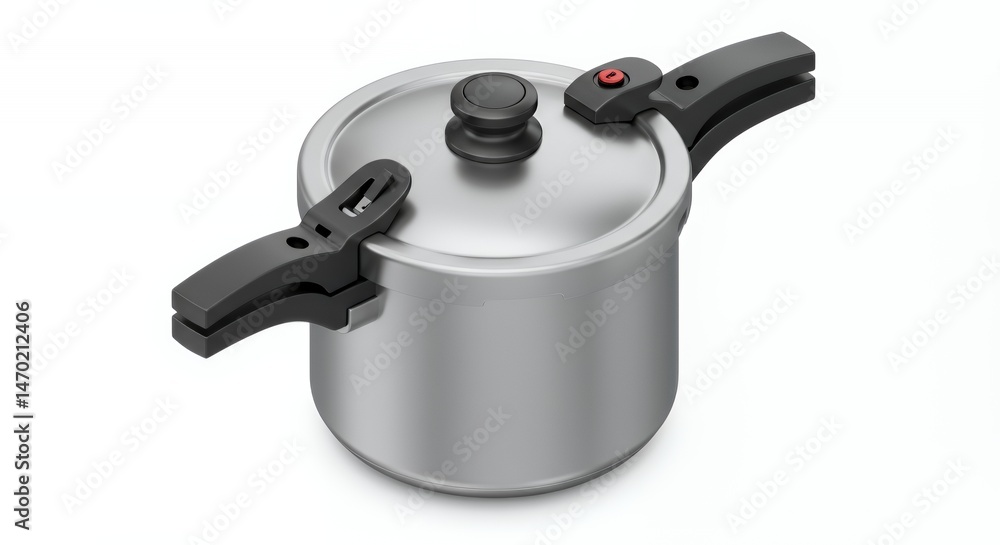 Poster pressure cooker 3d rendering in isometric view on white background