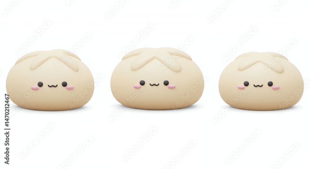 Poster proofing dough cooking in kawaii cartoonish style 3d rendering in isometric view with pastel colors 