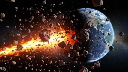 Planet Earth Destroyed by Asteroid Impact Catastrophic Space Event Animation - Powered by Adobe