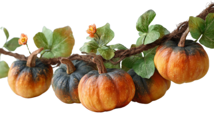 Halloween pumpkin garland with transparent background seasonal decor home festive close-up autumn vibes