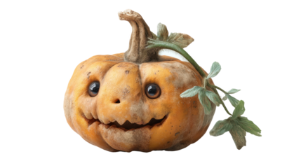 Halloween pumpkin with smiling faces transparent background graphic design whimsical environment
