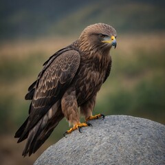 Fototapeta premium Black Kite standing on a smooth stone
