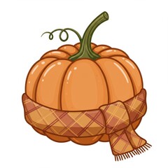 Orange Pumpkin Wrapped in Plaid Scarf Illustration
