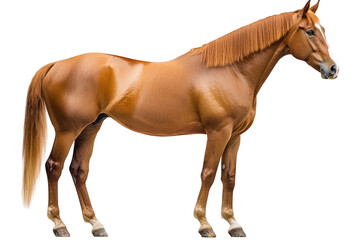 Obraz premium Standing chestnut horse isolated on transparent background