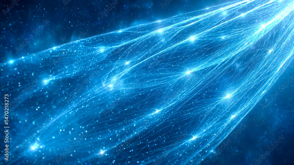 Poster conceptual visualization of light sail spacecraft powered by focused radio waves in cosmic space