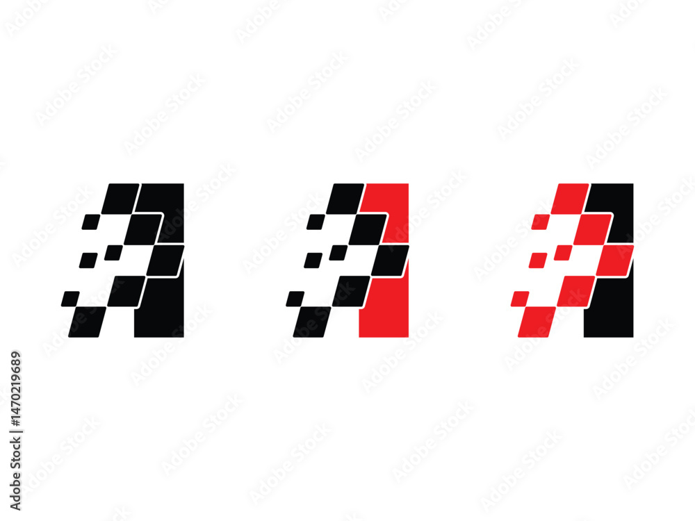 Poster letter i with racing flag symbol icon design vector isolated transparent background
