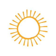 Doodle Sun Icon. Hand Drawn Style Vector Illustration