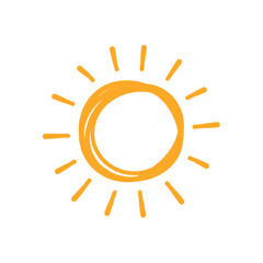 Doodle Sun Icon. Hand Drawn Style Vector Illustration