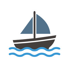 Sailboat for Water Sports Icon &ndash; Sailing and Recreation Symbol