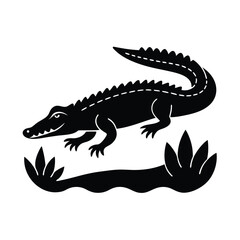 crocodile silhouette vector illustration