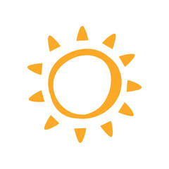 Doodle Sun Icon. Hand Drawn Style Vector Illustration