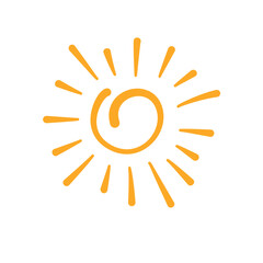Doodle Sun Icon. Hand Drawn Style Vector Illustration