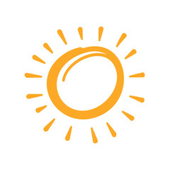 Doodle Sun Icon. Hand Drawn Style Vector Illustration