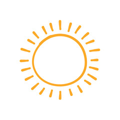 Doodle Sun Icon. Hand Drawn Style Vector Illustration