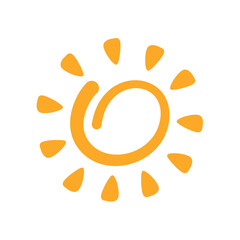 Doodle Sun Icon. Hand Drawn Style Vector Illustration
